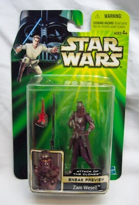 Star Wars Attack Of The Clones SNEAK PREVIEW ZAM WESELL Action Figure Toy NEW