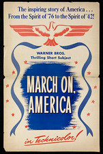 MARCH ON AMERICA Movie Press Sheet 1943 WW2 Vitaphone US History Short Patriots