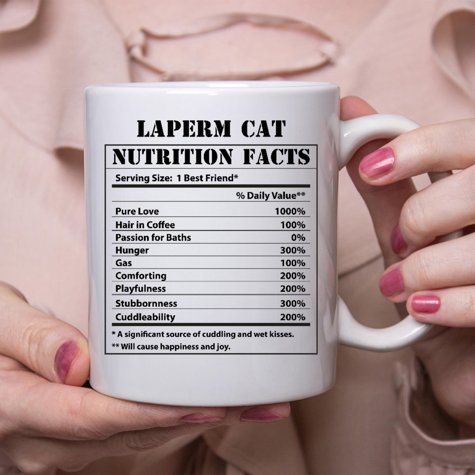 Funny Laperm Cat Gifts Nutritional Facts White Coffee Mug