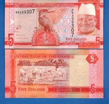 Gambia P-31 5 Dalasis Year ND 2015 Uncirculated Banknote