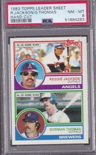 1983 Topps Leader Sheet REGGIE JACKSON (HOF) / G THOMAS PSA 8 NM/MT TOUGH!