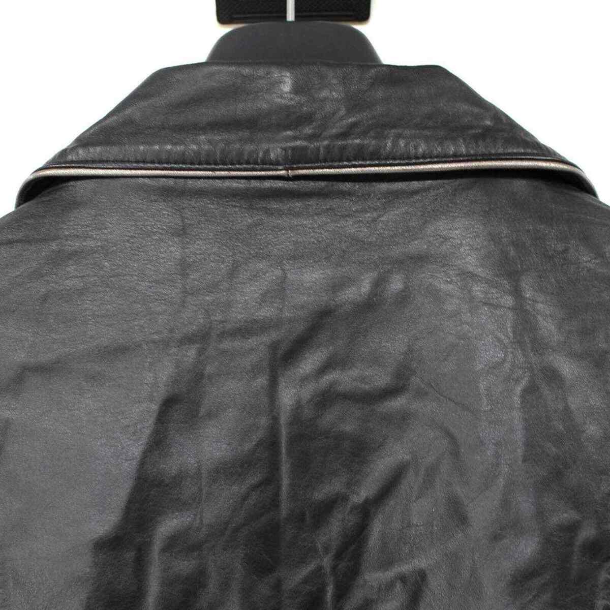 Pierre BALMAIN Golden Line Black Leather Button-Up Jacket L Pierre BALMAIN Golden Line Black Leather Button-Up Jacket L