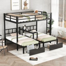 Metal Triple Bunk Beds Full XL Over Twin Over...