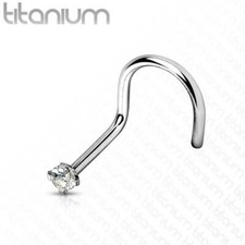 20G 18G G23 TITANIUM PRONG SET 2MM 3MM Clear CZ Gem NOSE SCREW RING NOSTRIL STUD