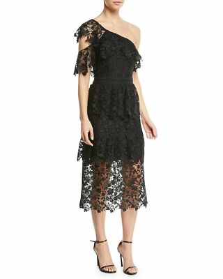 Joie Belisa one shoulder midi tiered lace black dress NWT 0 $448.00 | eBay