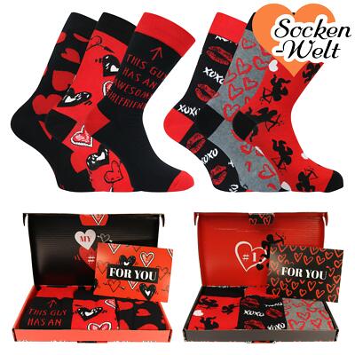 Herrensocken in Geschenk Box LOVE IS Apollo Liebe Herzen Geburtstag Valentinstag