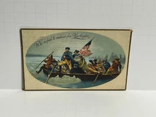 President George Washington in Boat Patriotic Postcard Read A83