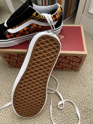 Vans Old Skool Flame Black 未使用 Vans Flame Old Skool Unisex Black/White Low Top Skate Shoes Men