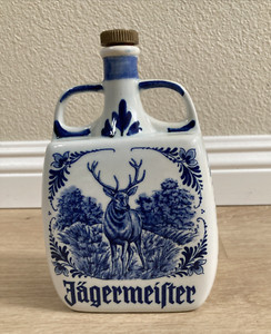 VERY RARE! Vintage Jagermeister Stag Ceramic Container Jug Decanter German Jager