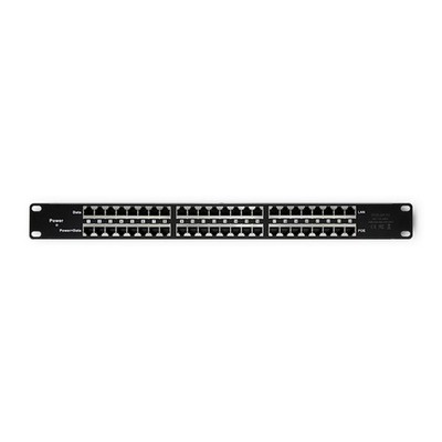 Qoltec Patchpanel-RACK | 48 V | 24 Ports | Passiver PoE-Injektor | Schwarz