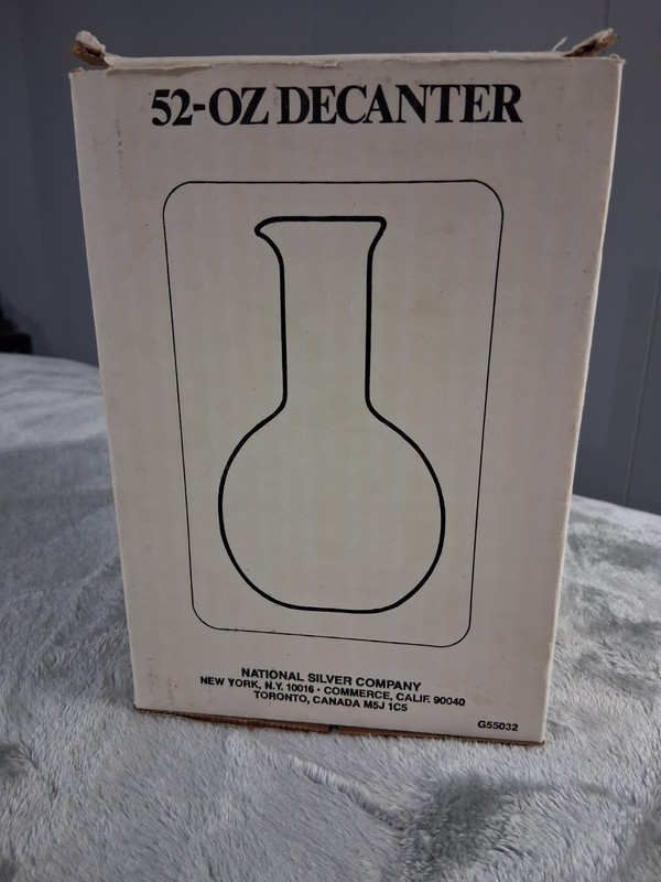 National Silver Company 52-oz Glass Decanter with Original Box Vintage