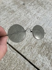 Antique Round Wire Frame Sunglasses Glass Lenses Tinted Lennon Style