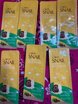 Laikou Snail Sleeping Face mask set of 7 moisturizing, firming, smooth fine line