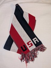 USA Knit Scarf Red White Blue Patriotic July 4th Acrylic USA Made 76" Knitmakers