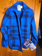 MADE IN USA VINTAGE '97 NWT FILSON MACKINAW WOOL COAT COBALT BLUE/BLACK PLAID 44