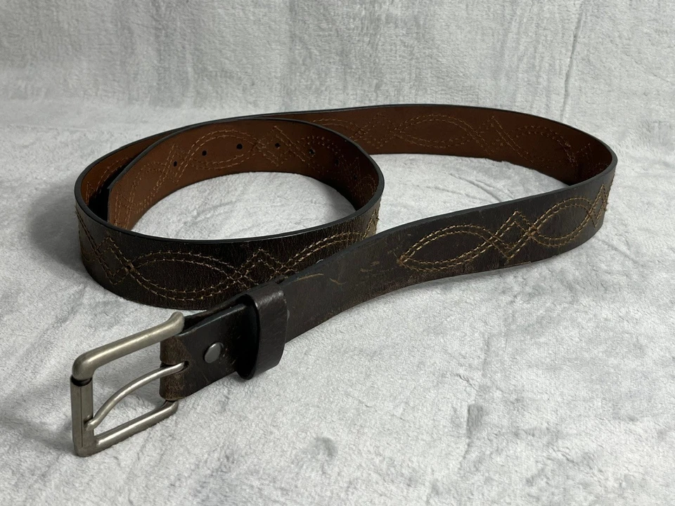 Cinturón de cuero genuino para hombre Wrangler marrón Western Stitch XL 42-44 EE. UU. Foto 2 de 4