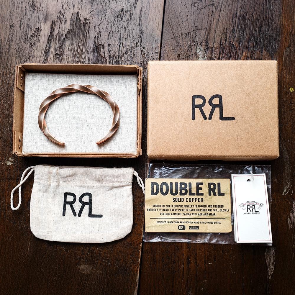 RRL Double RL Solid Copper Twist Bangle Bracelet … - image 10