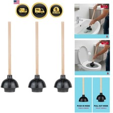 Rubber Toilet Plunger, Double Thrust Force Cup, Heavy Duty, Commercial Grade ...
