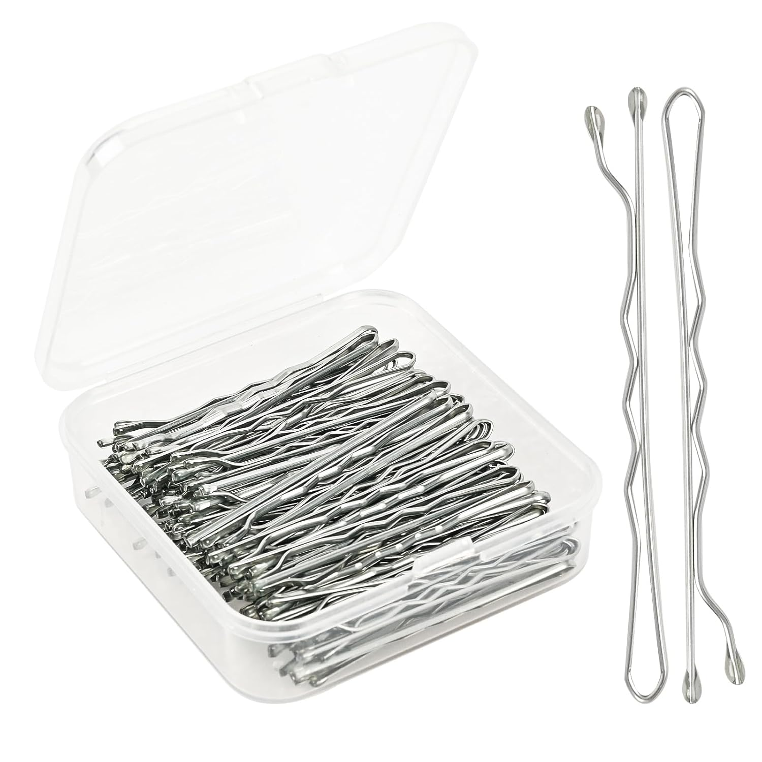2 Inch Silver Grey Hair Bobby Pins Metal Clips Twisted Spiral Curved Ball Tips N