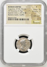 Roman Empire - Augustus - BC 27-14 AD - Silver Denarius - NGC F - RIC: 150a