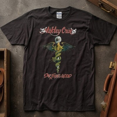 HOT!!! Motley Crue Dr Feel Good Black Mens T Shirt Rock Band Tee Free Ship