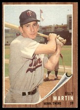 1962 Topps #208 Billy Martin Minnesota Twins VGEX 069640