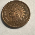 1897 Indian Head Cent.  Possibly Cleaned At Some Time?  Free Shipping