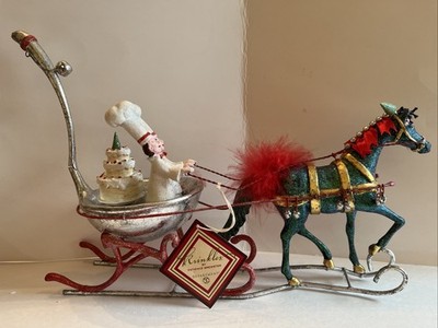RARE DEPARTMENT 56 KRINKLES ''ONE HORSE OPEN SLEIGH LADLE'' CHRISTMAS DISPLAY