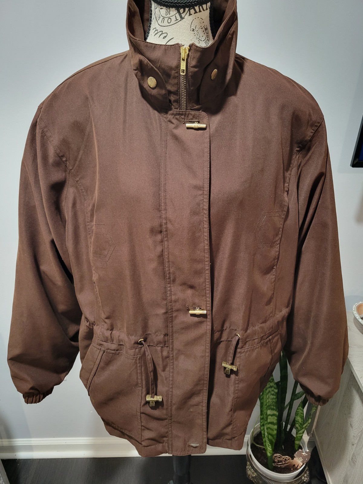 Gallery women's brown jacket zip toggle closure, … - image 1