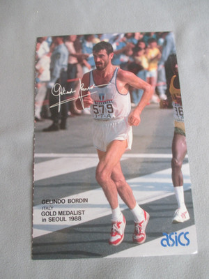 Postkarte AK Olympiade Seoul 1988 Gelindo Bordin Italien Gold Medalist, asics