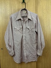 Lee Western Pearl Snap Shirt 16.5-34 M-L Made In USA Rodeo Cowboy 70s