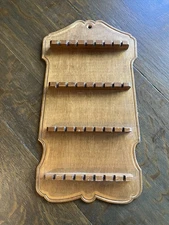 Vintage Wood Rack Display Hanging Holder For 32 Souvenir Tea Spoon Collection