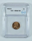 1942-S Lincoln Wheat Cent MS66 RD ICG