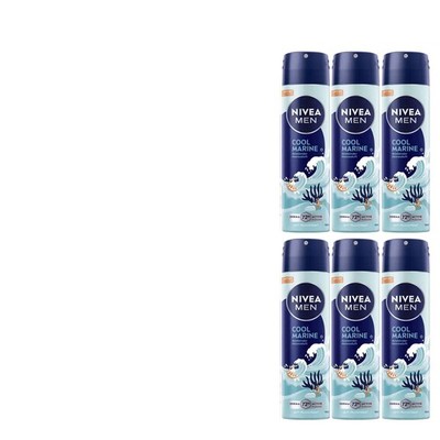 6x150ml NIVEA MEN Anti-Transpirant Deospray Cool Marine Artist-Edition 72H