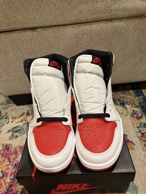 Air Jordan 1 Retro High OG Men's Size 8 White/University Red-Black 555088-161
