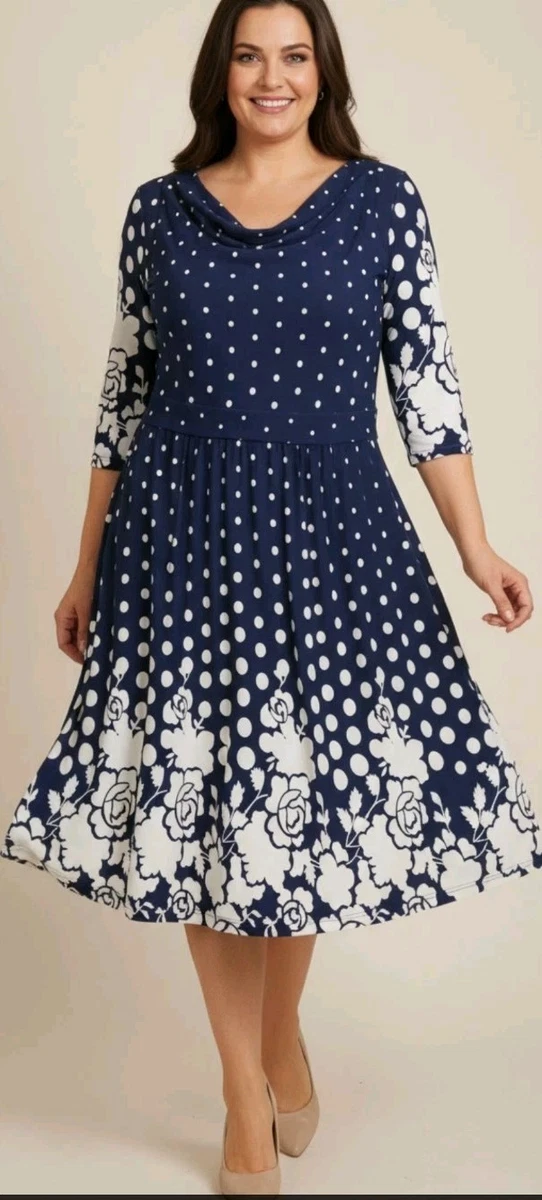 Robe Sans Manches REBORN COLLECTION - Imprimé Floral Bleu Et Blanc, Taille M, Neuve Avec étiquette