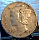 1939-S Mercury Dime - Actual Silver Coin Shown VF Shape Same Day Shipping Free