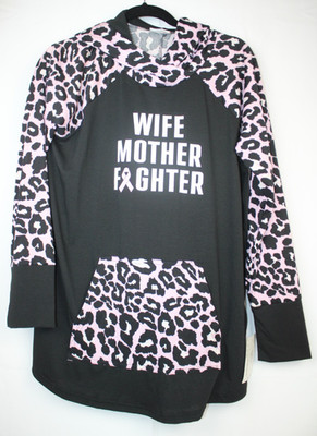 LuLaRoe AMBER Women's Hoodie Top Shirt NWT Large Breast Cancer Cheetah Print