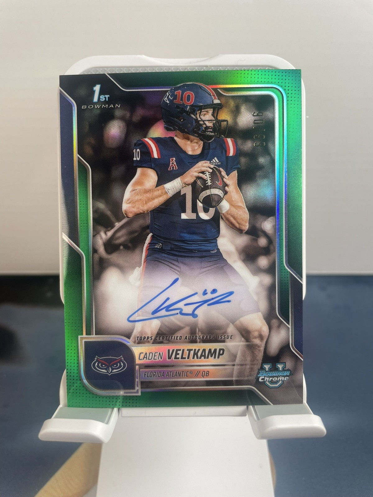 Caden Veltkamp #BCA-CV Green Refractor Auto /99 2025 Bowman University Chrome