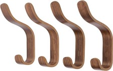 Plywood Wall Hooks Set of 4 Wood Coat Hooks Hanging Clothes Hats Robes Towels