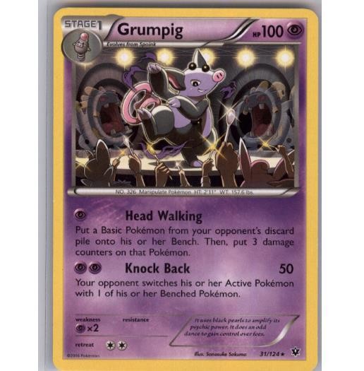 Grumpig 31/124 Rare Fates Collide Pokemon Lightly Played