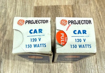 2 General Electric GE CAR 120V 150W Projector Lamp Bulb s Vintage New Old Stock