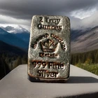 2 TROY OZ .999 FINE SILVER MONARCH HAND POURED CROWN BAR BU