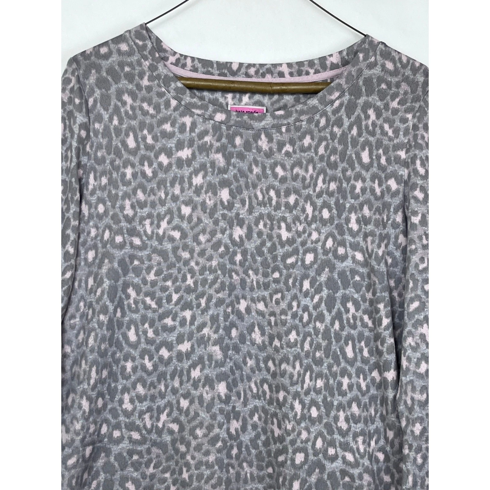 Abito donna Kate Spade Med rosa grigio stampa leopardata manica lunga in maglia