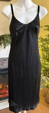 Vintage 70s Sears Black Lace Trim Full Slip Nylon Size 32