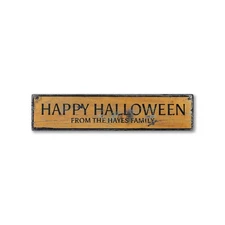 Custom Family Happy Halloween Sign -Distressed Wooden Sign