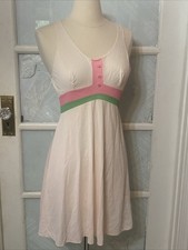 Vintage Lorraine Nylon Slip Nightie Dress Small Retro Green Pink