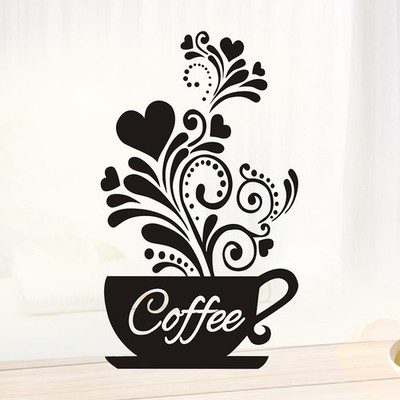  Liebe Kaffeetasse Wandtattoo Aufkleber DIY Home Decor Wandbild Aufkleber für