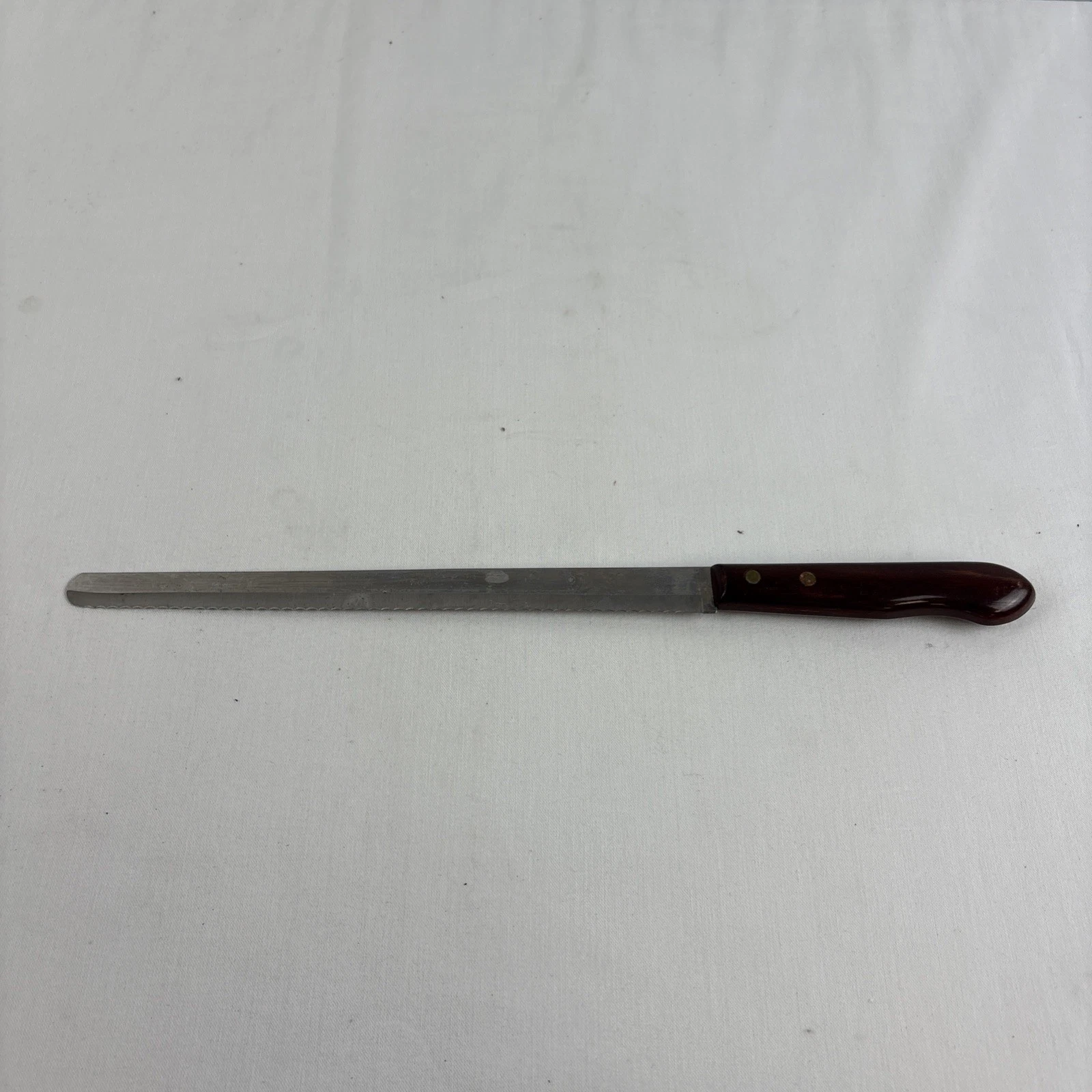 Imperial Veri-Sharp Stainless Serrated Slicing Knife Wood Handle USA Flatware