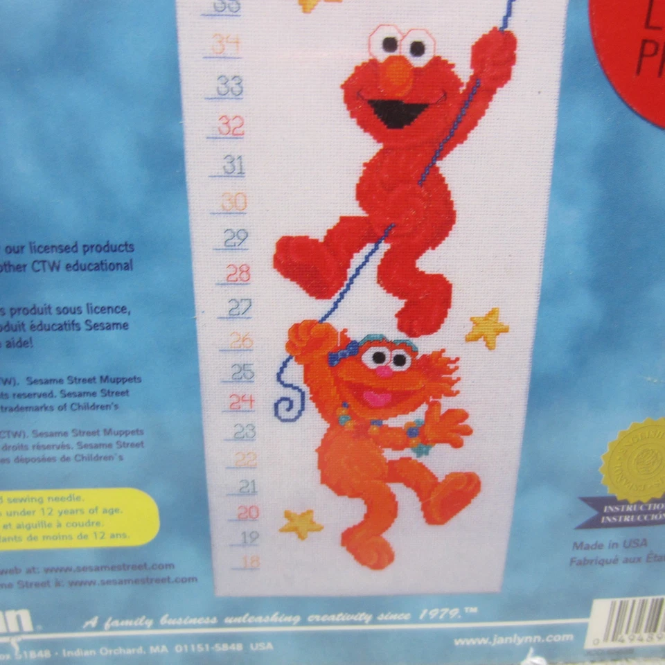 Vintage Janlynn Sesame Street ELMO Growth Chart Cross Stitch Kit - Image 3 of 4